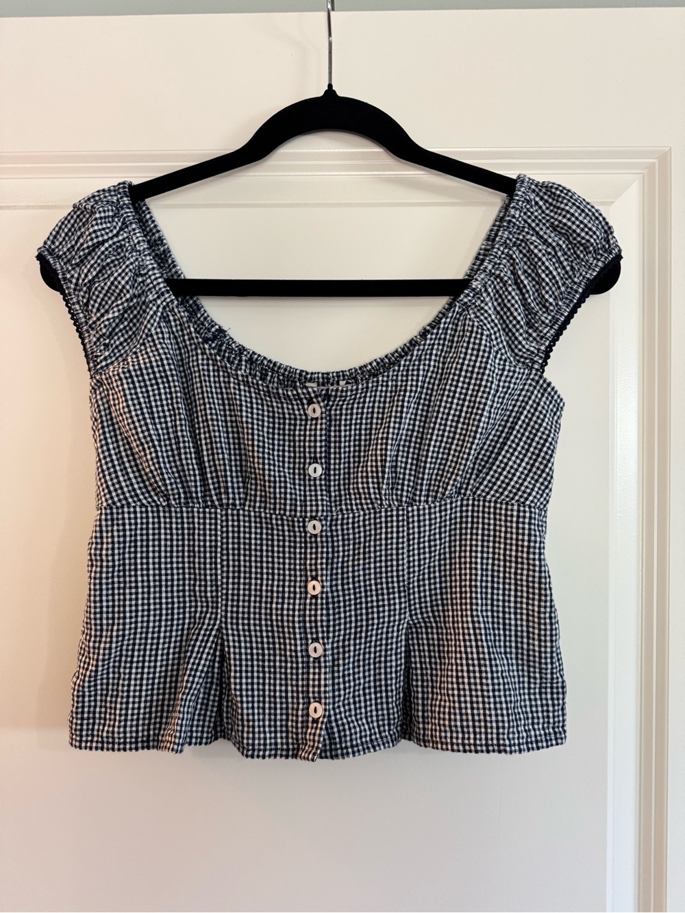 American Eagle Cap-Sleeve Button-Up Top